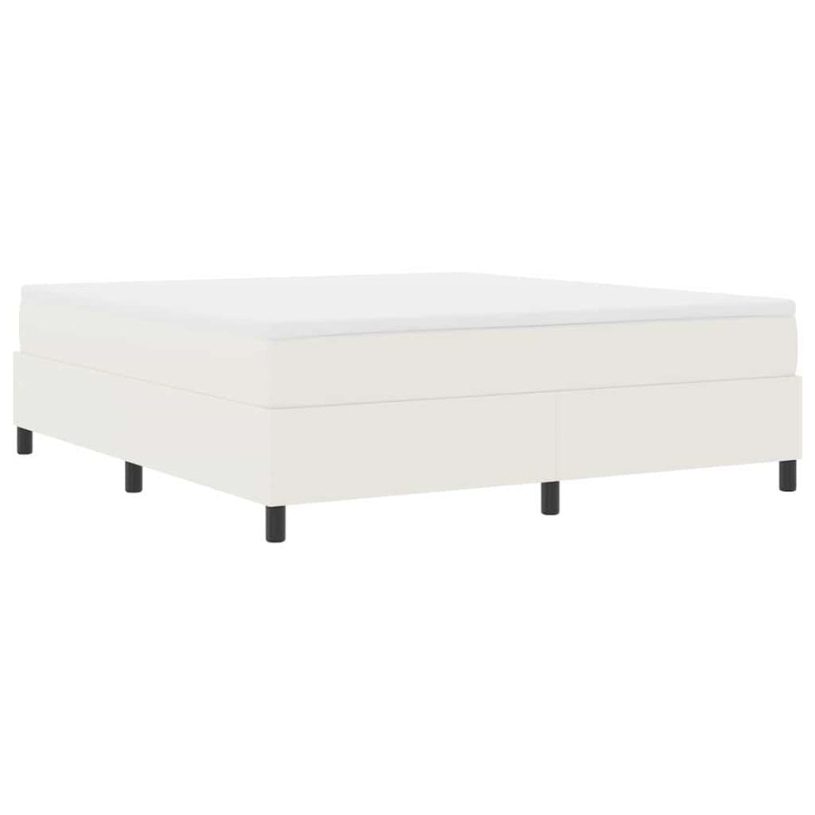 Boxspring Bed En Wit 203 X 180 X 60 Cm Katoenen Stof 180 x 200 cm Crème