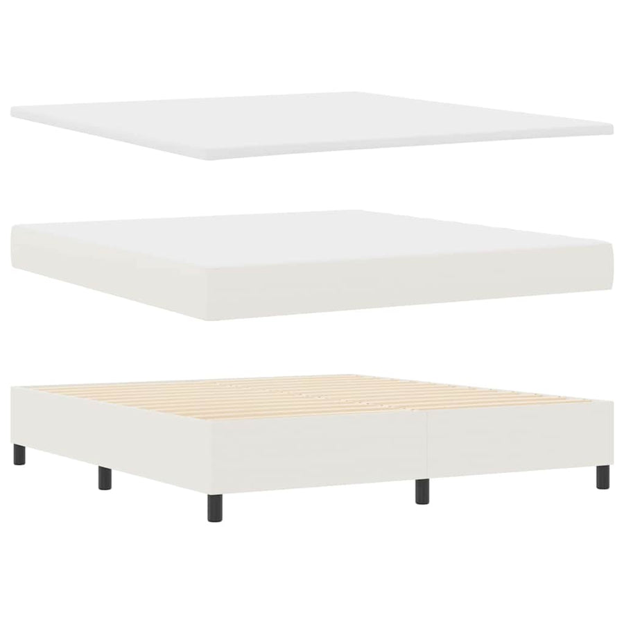 Boxspring Bed En Wit 203 X 180 X 60 Cm Katoenen Stof 180 x 200 cm Crème