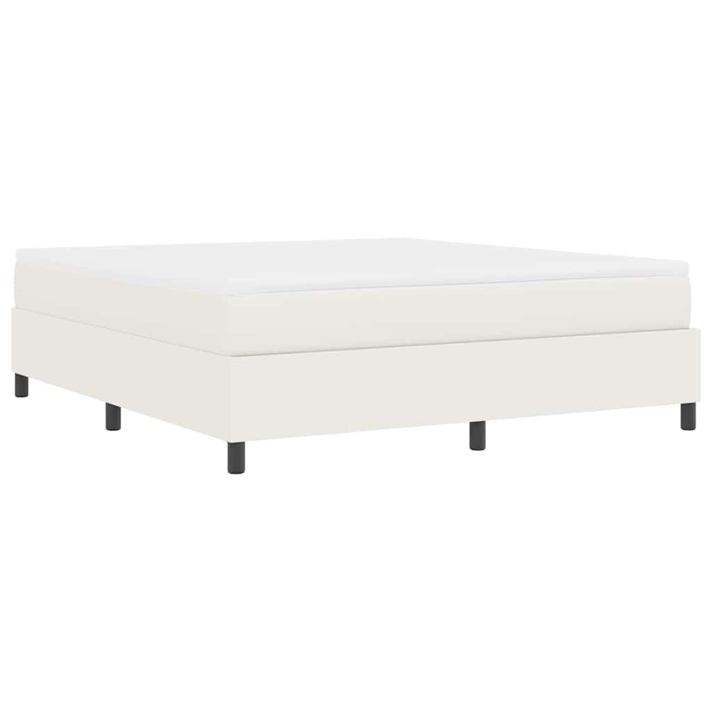 Boxspring Bed En Wit 203 X 180 X 60 Cm Katoenen Stof 180 x 200 cm Crème