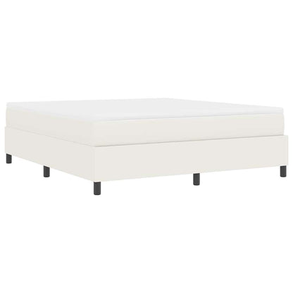 Boxspring Bed En Wit 203 X 180 X 60 Cm Katoenen Stof 180 x 200 cm Crème
