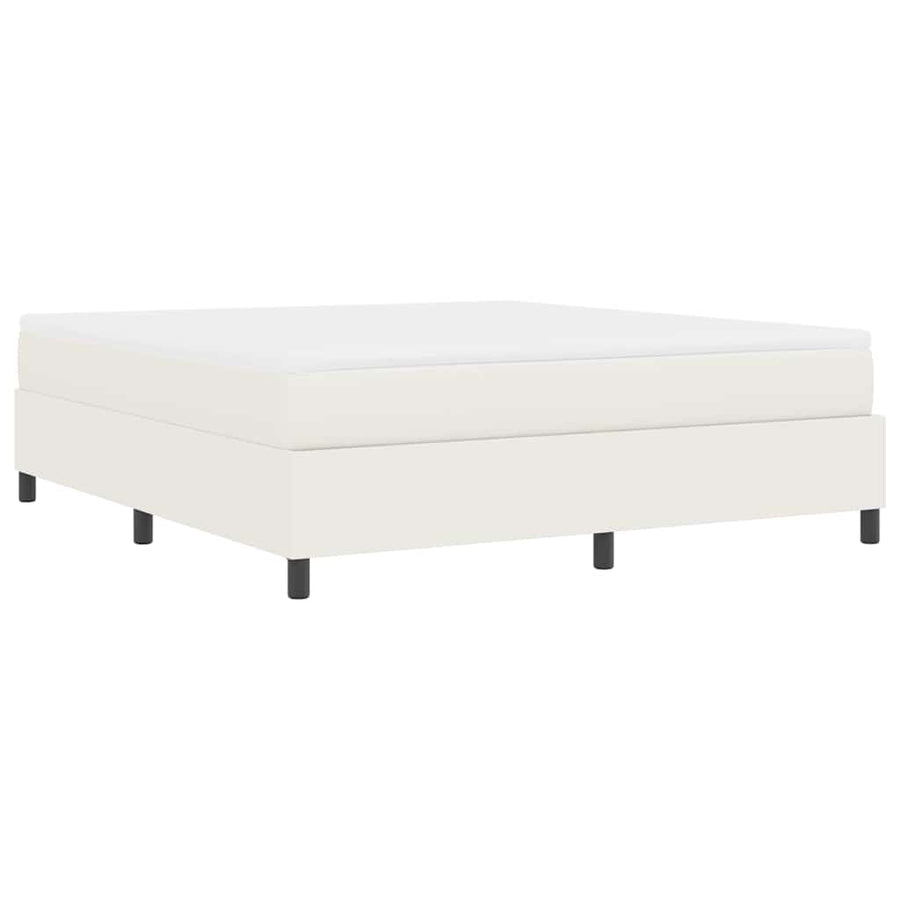 Boxspring Bed En Wit 203 X 180 X 60 Cm Katoenen Stof 180 x 200 cm Crème