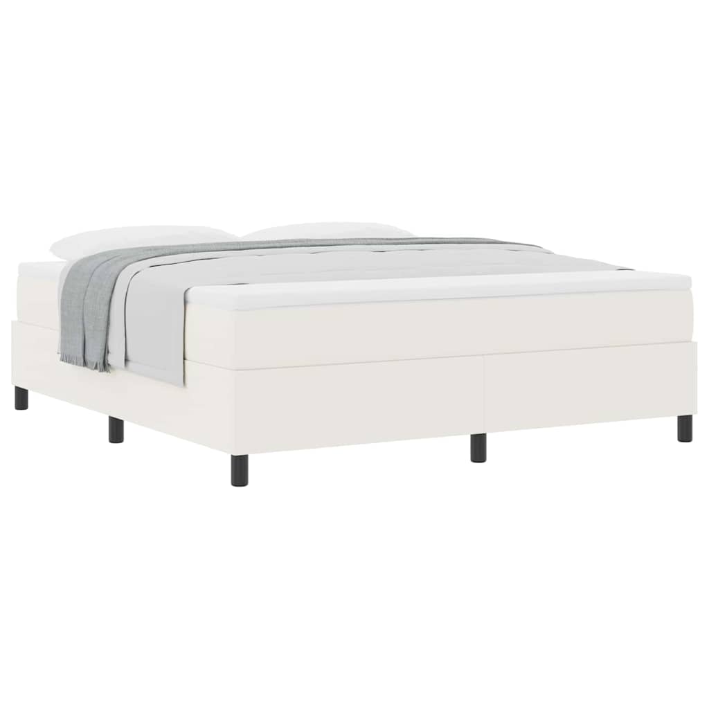Boxspring Bed En Wit 203 X 180 X 60 Cm Katoenen Stof 180 x 200 cm Crème