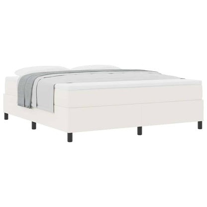Boxspring Bed En Wit 203 X 180 X 60 Cm Katoenen Stof 180 x 200 cm Crème