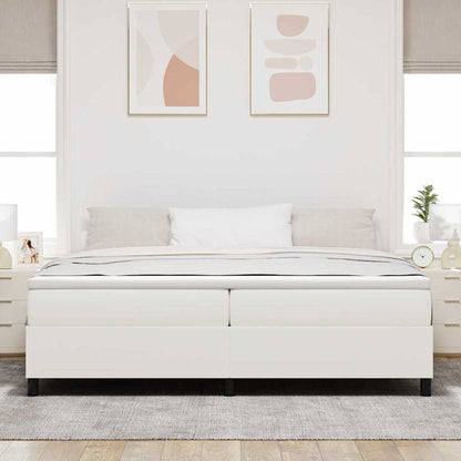 Boxspring Bed En Wit 203 X 200 X 60 Cm Katoenen Stof 200 x 200 cm Crème