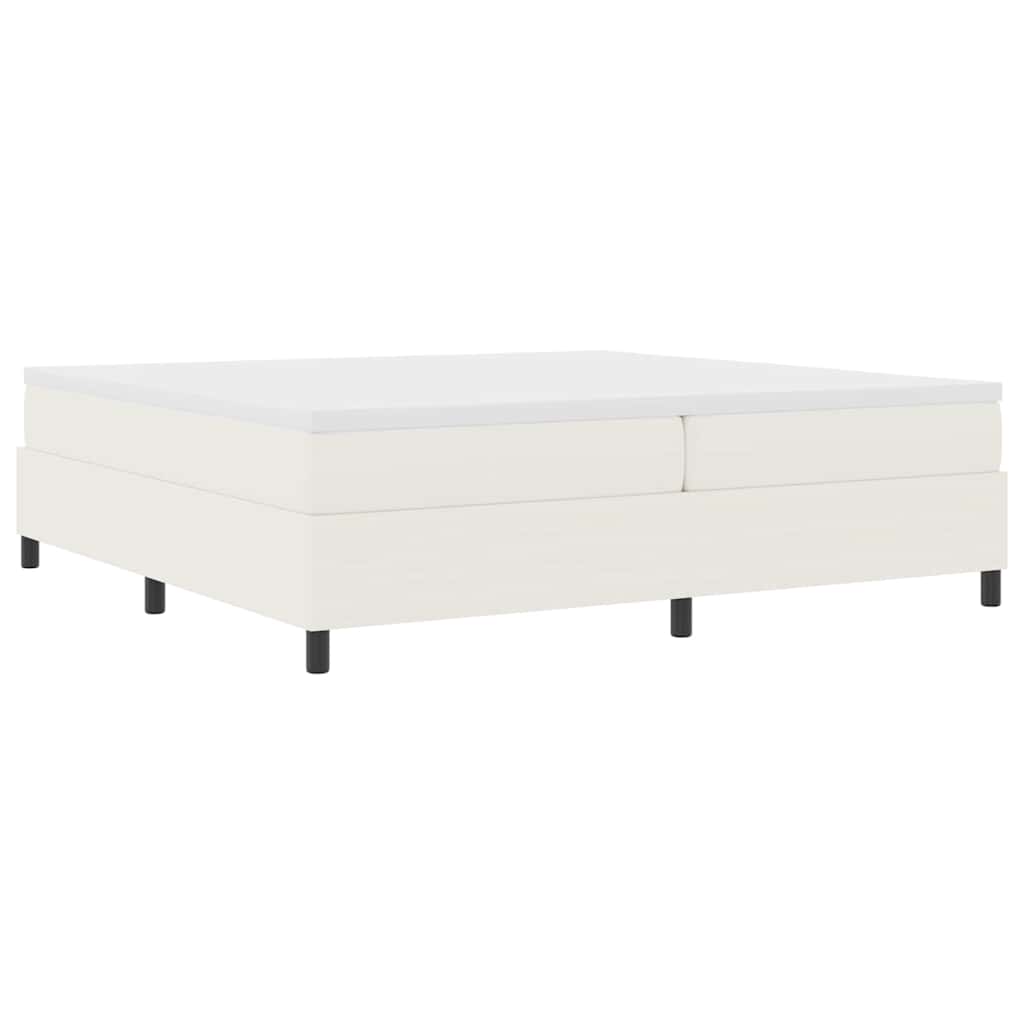 Boxspring Bed En Wit 203 X 200 X 60 Cm Katoenen Stof 200 x 200 cm Crème