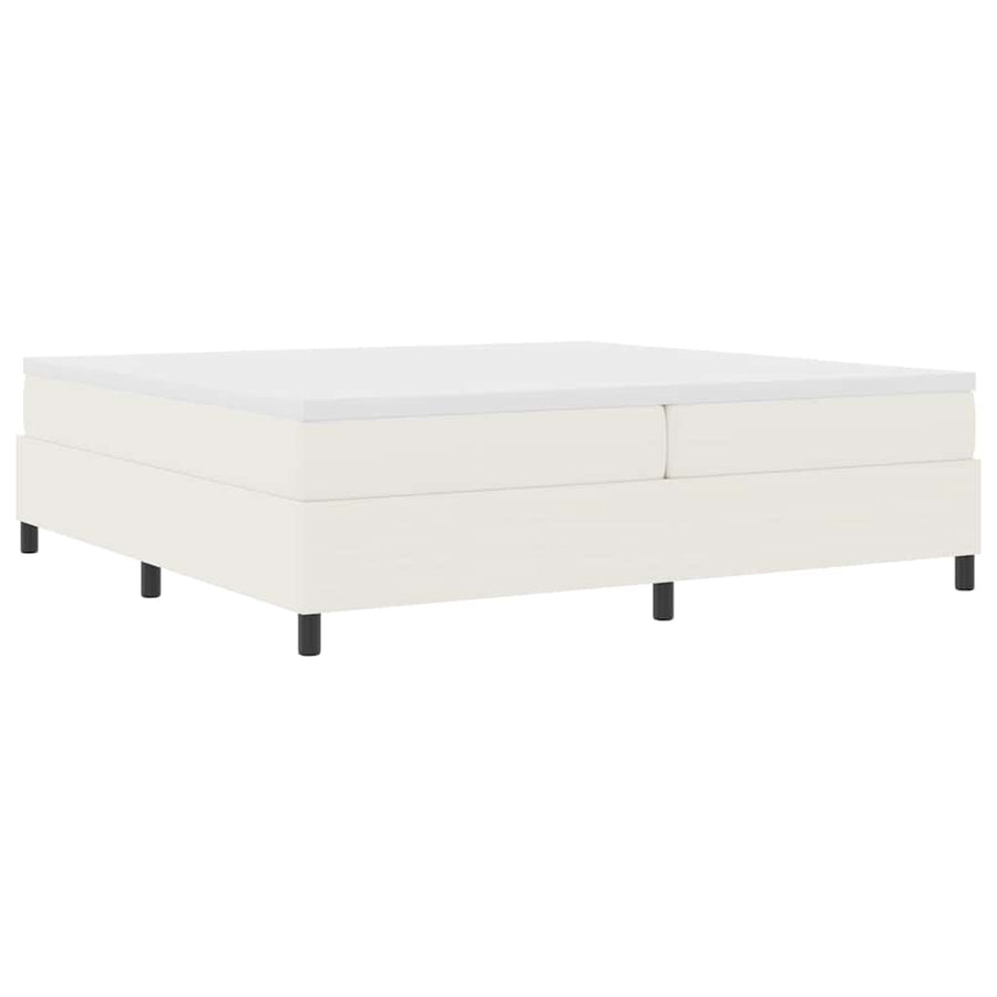 Boxspring Bed En Wit 203 X 200 X 60 Cm Katoenen Stof 200 x 200 cm Crème