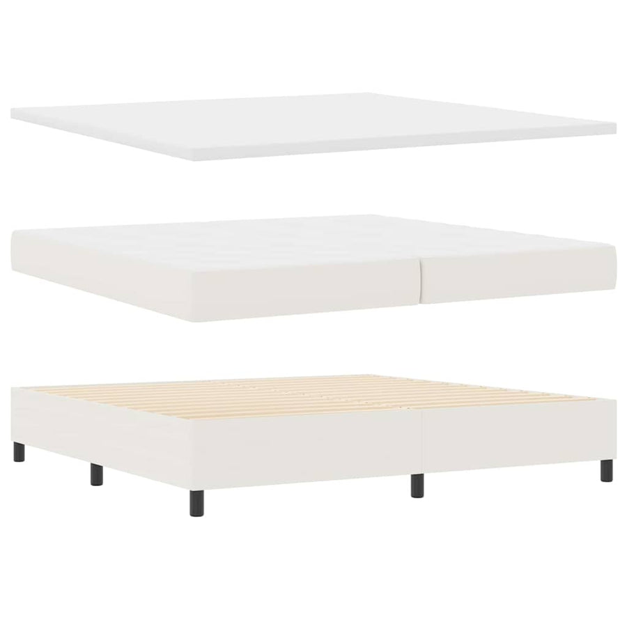 Boxspring Bed En Wit 203 X 200 X 60 Cm Katoenen Stof 200 x 200 cm Crème