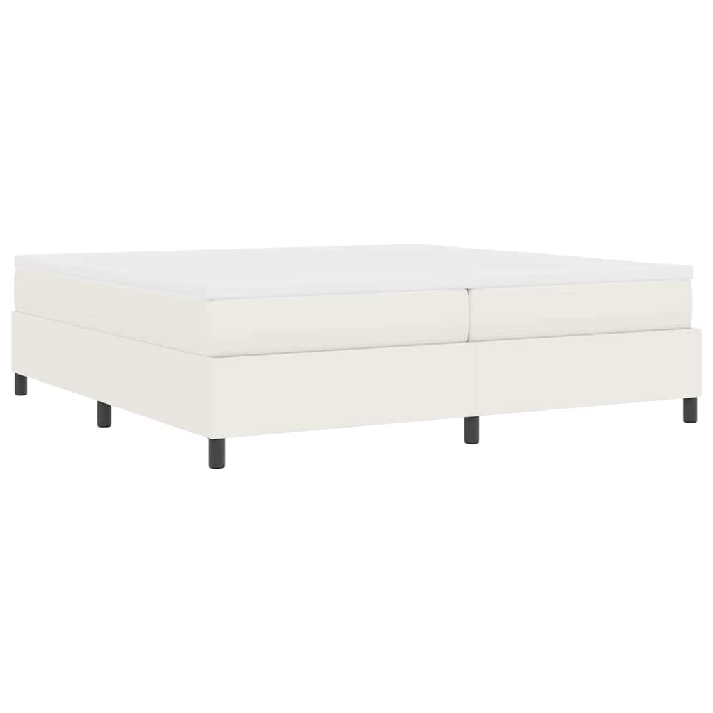 Boxspring Bed En Wit 203 X 200 X 60 Cm Katoenen Stof 200 x 200 cm Crème