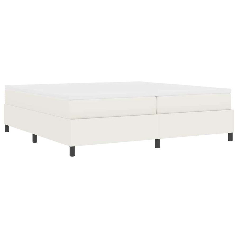 Boxspring Bed En Wit 203 X 200 X 60 Cm Katoenen Stof 200 x 200 cm Crème