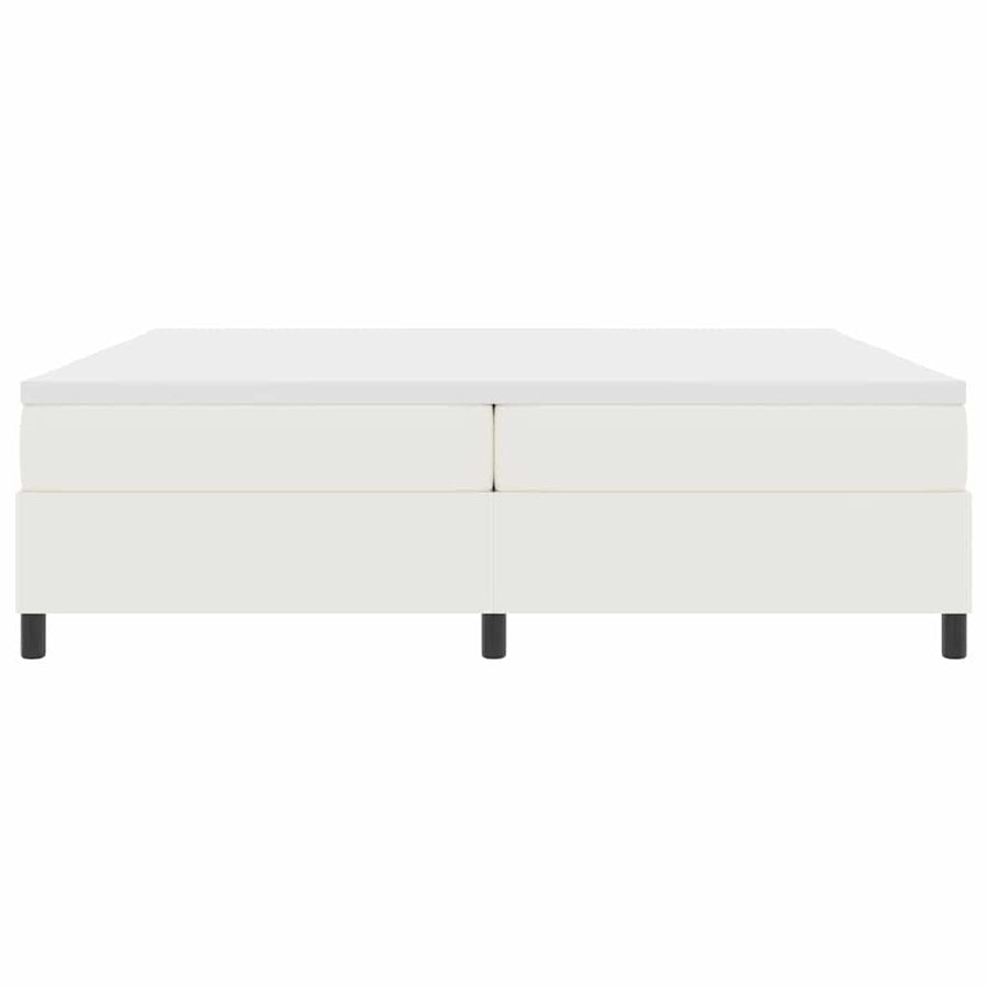 Boxspring Bed En Wit 203 X 200 X 60 Cm Katoenen Stof 200 x 200 cm Crème