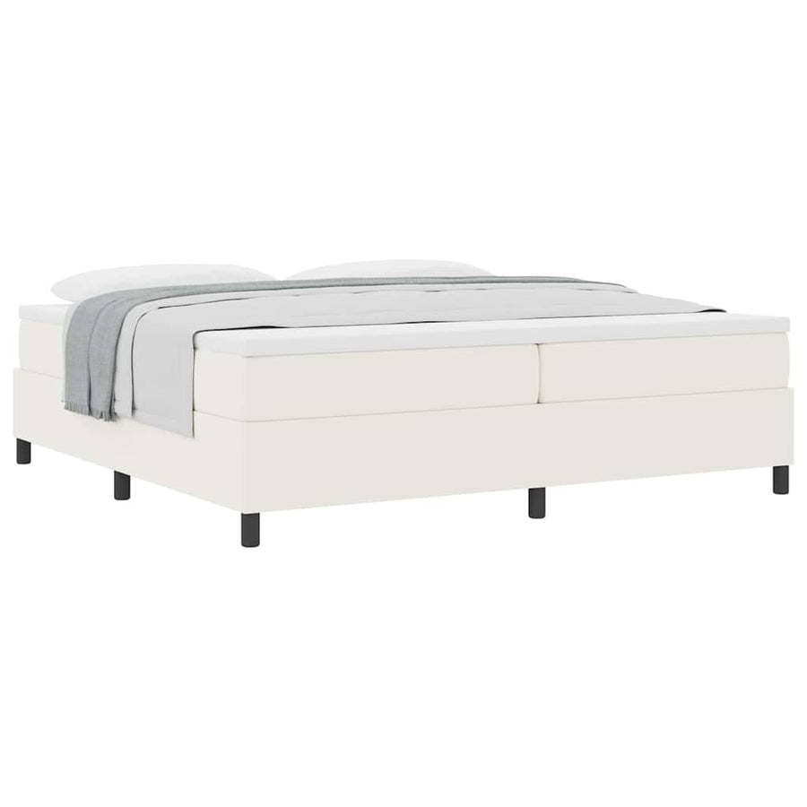 Boxspring Bed En Wit 203 X 200 X 60 Cm Katoenen Stof 200 x 200 cm Crème
