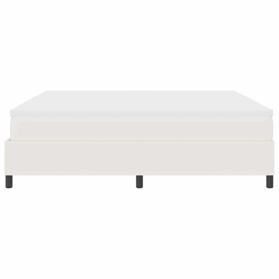 Boxspring Bed En Wit 203 X 200 X 60 Cm Katoenen Stof 200 x 200 cm Crème
