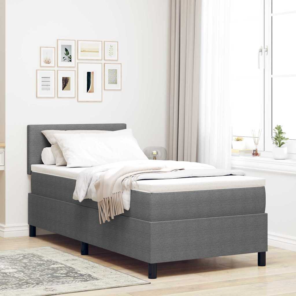 Boxspringbed Lichtgrijs en wit. 100 x 200 cm Katoen Stof