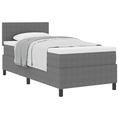 Boxspringbed Lichtgrijs en wit. 100 x 200 cm Katoen Stof
