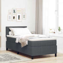 Boxspringbed Donkergrijs en Wit 100 x 200 cm Katoen Stof
