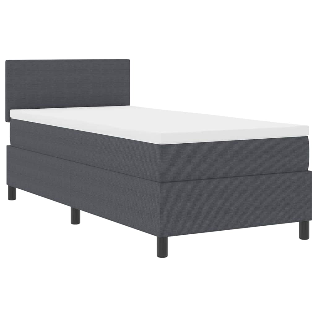 Boxspringbed Donkergrijs en Wit 100 x 200 cm Katoen Stof