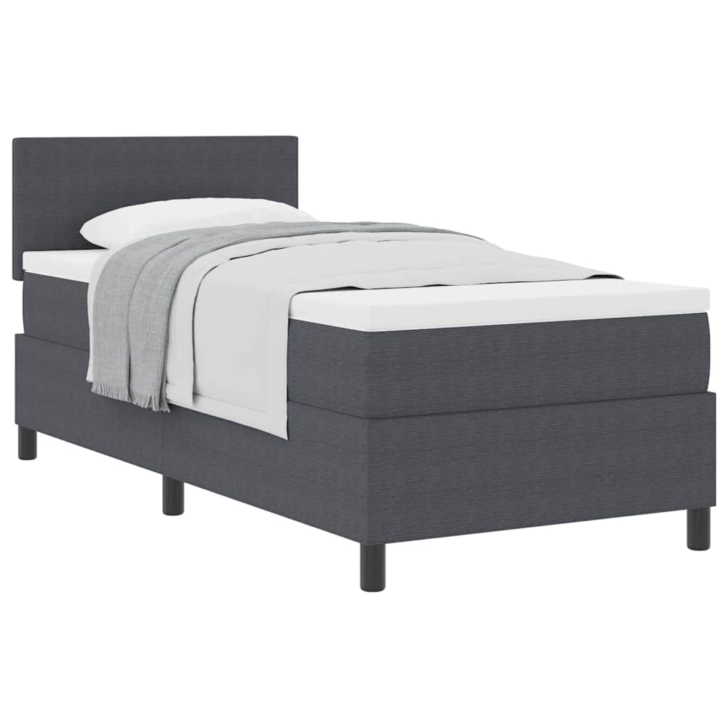 Boxspringbed Donkergrijs en Wit 100 x 200 cm Katoen Stof