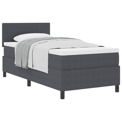 Boxspringbed Donkergrijs en Wit 100 x 200 cm Katoen Stof