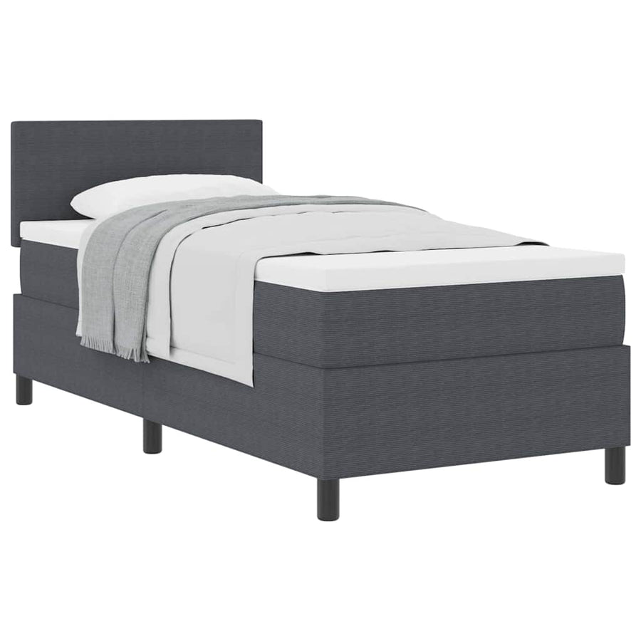 Boxspringbed Donkergrijs en Wit 100 x 200 cm Katoen Stof