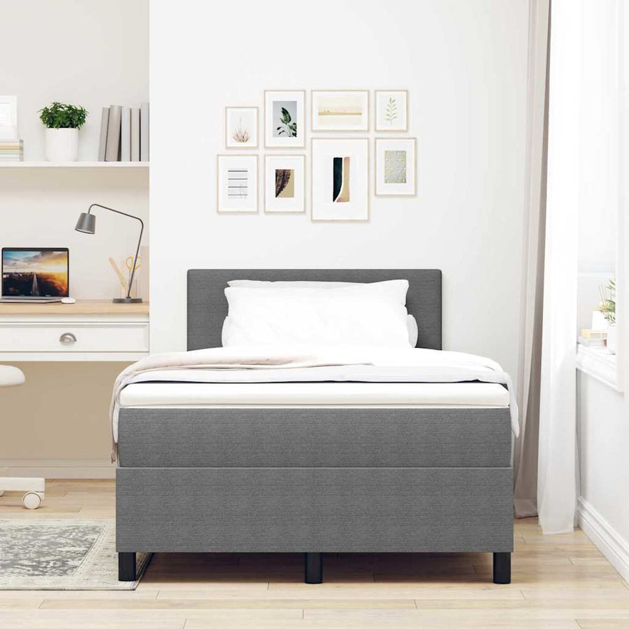 Boxspringbed Lichtgrijs en wit. 120 x 190 cm Katoen Stof