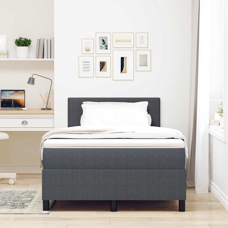 Boxspringbed Donkergrijs en Wit 120 x 200 cm Katoen Stof