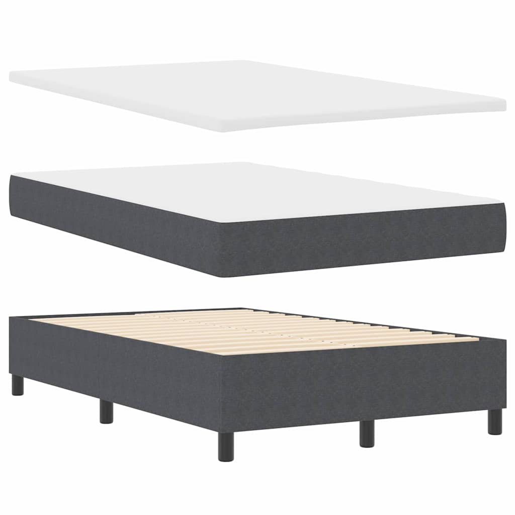 Boxspringbed Donkergrijs en Wit 120 x 200 cm Katoen Stof