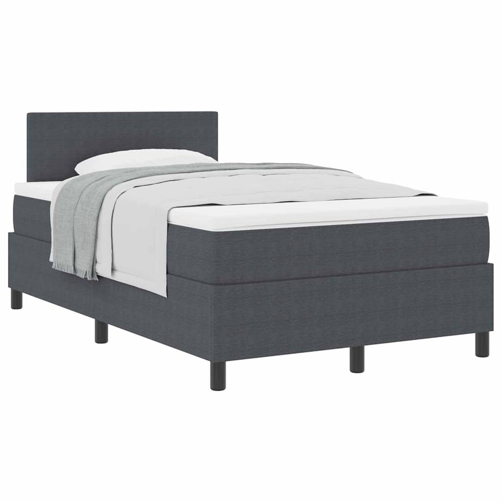 Boxspringbed Donkergrijs en Wit 120 x 200 cm Katoen Stof