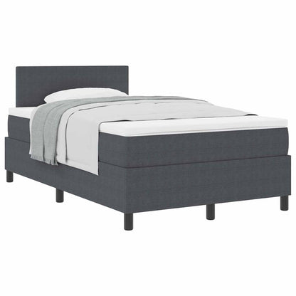 Boxspringbed Donkergrijs en Wit 120 x 200 cm Katoen Stof