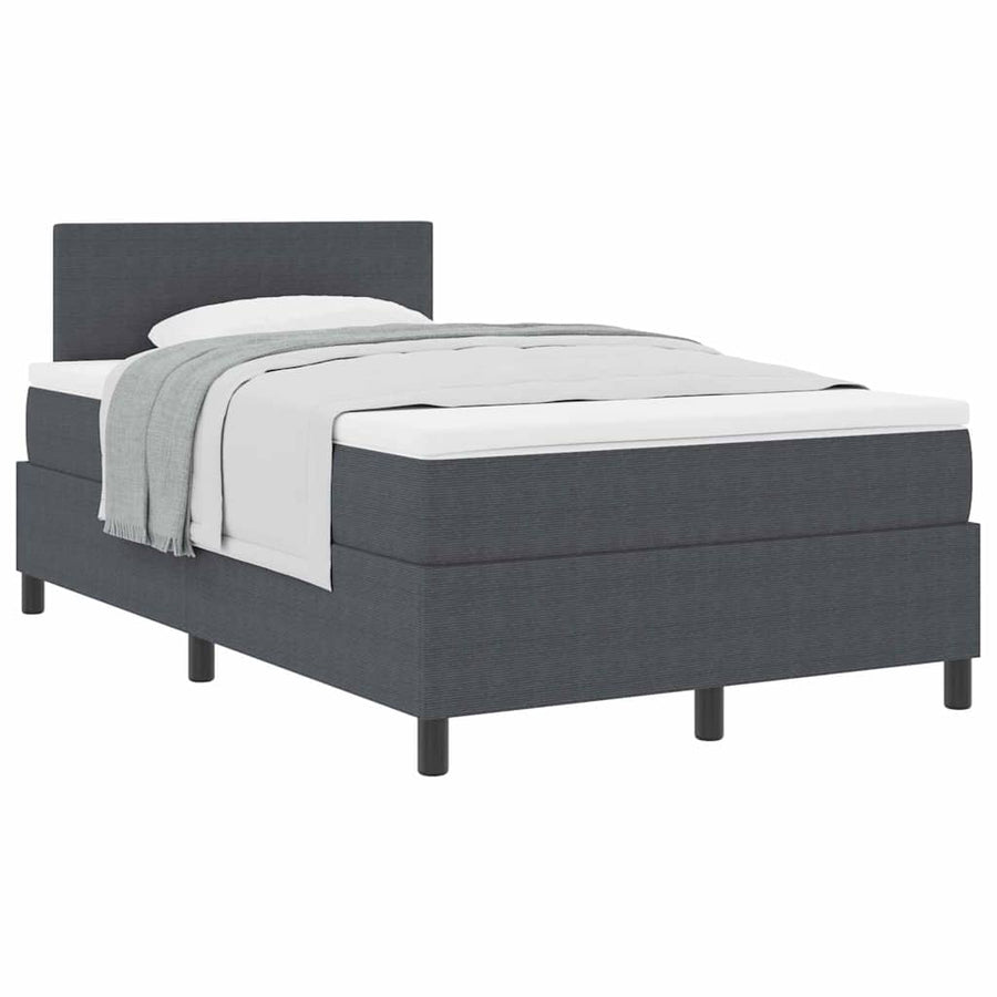 Boxspringbed Donkergrijs en Wit 120 x 200 cm Katoen Stof