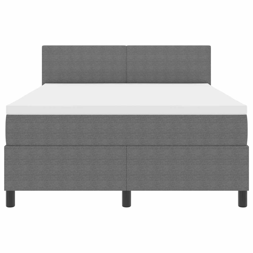 Boxspringbed Lichtgrijs en wit. 160 x 200 cm Katoen Stof