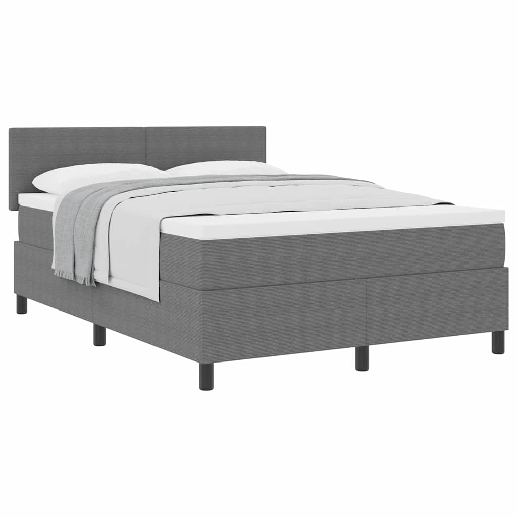 Boxspringbed Lichtgrijs en wit. 160 x 200 cm Katoen Stof