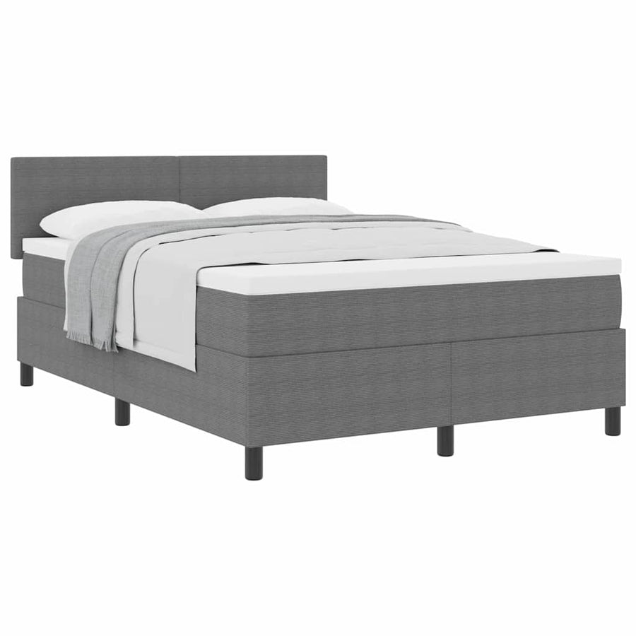 Boxspringbed Lichtgrijs en wit. 160 x 200 cm Katoen Stof