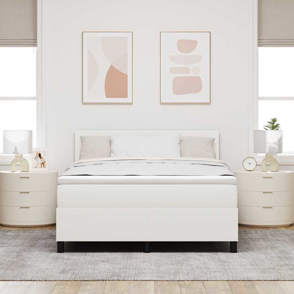 Boxspringbed Crème en Wit 160 x 200 cm Katoen Stof