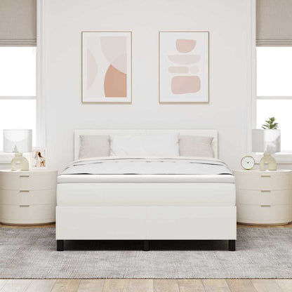 Boxspringbed Crème en Wit 160 x 200 cm Katoen Stof
