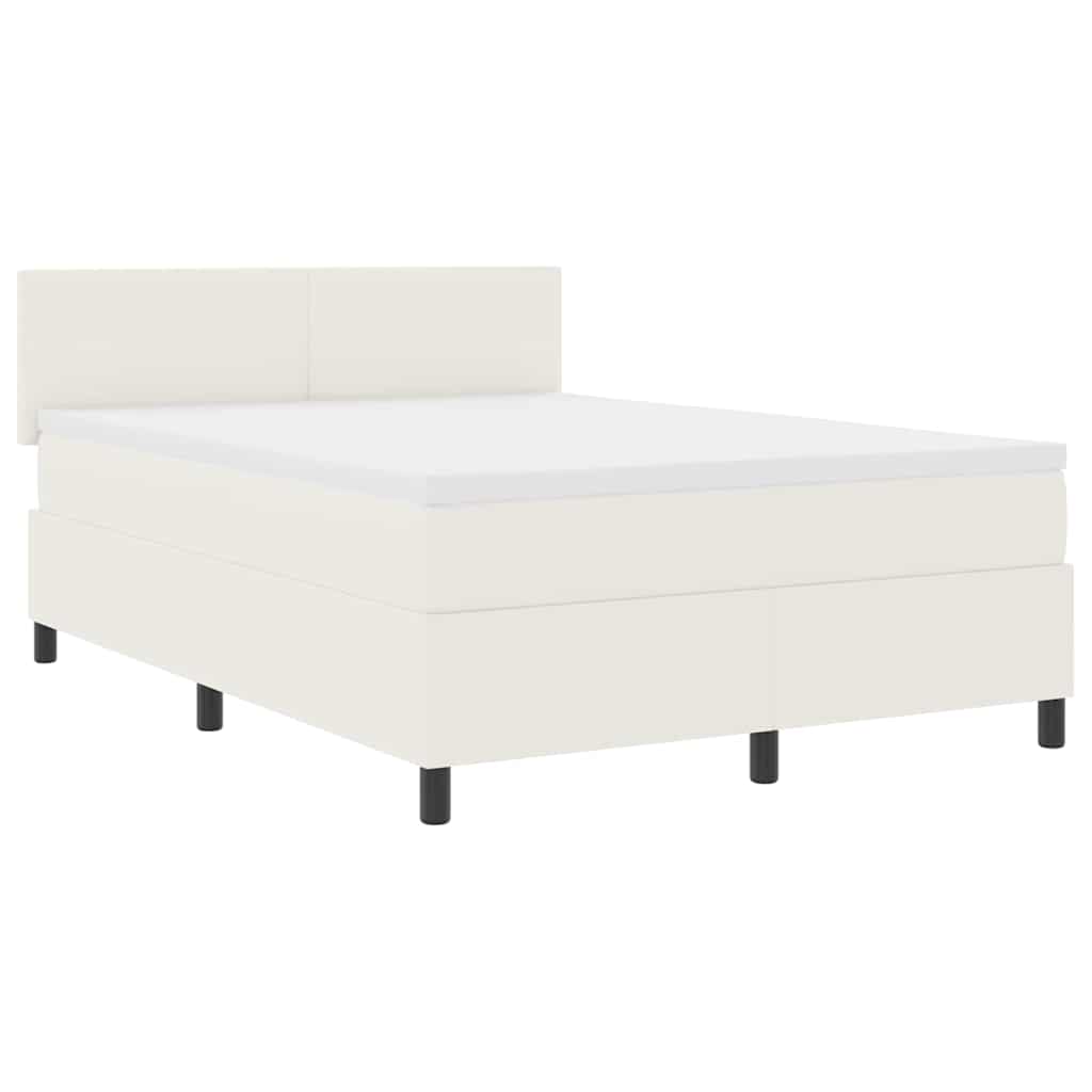 Boxspringbed Crème en Wit 160 x 200 cm Katoen Stof