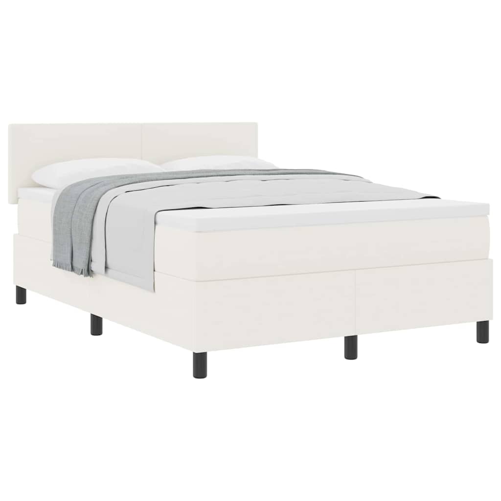 Boxspringbed Crème en Wit 160 x 200 cm Katoen Stof