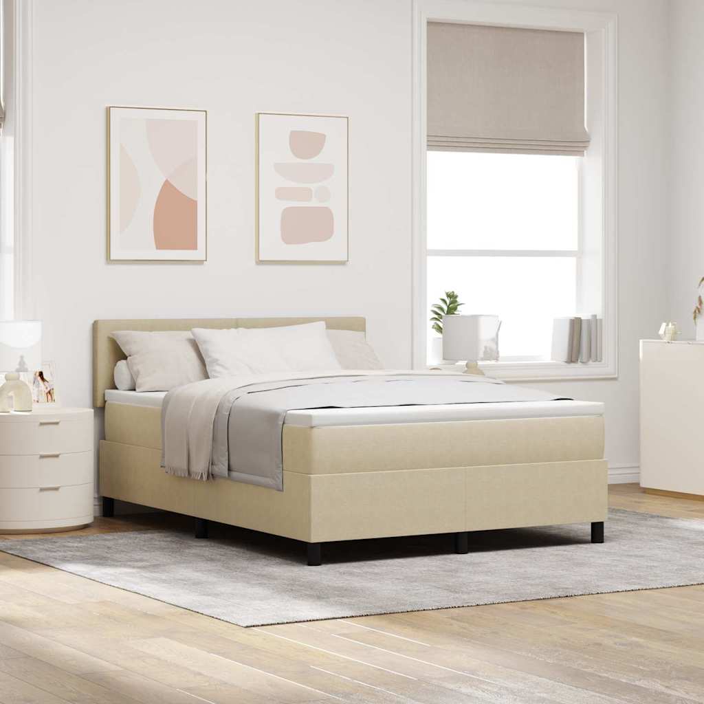 Boxspringbed Lichtgrijs en wit. 160 x 200 cm Katoen Stof