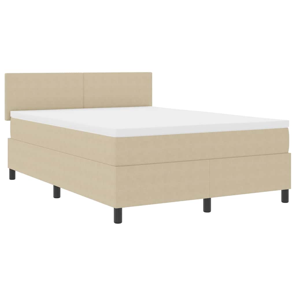 Boxspringbed Lichtgrijs en wit. 160 x 200 cm Katoen Stof