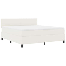 Boxspring Bed En Wit 203 X 180 X 88 Cm Katoenen Stof 180 x 200 cm Crème Laag hoofdbord