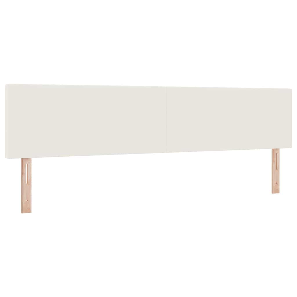 Boxspring Bed En Wit 203 X 200 X 88 Cm Katoenen Stof 200 x 200 cm Crème Laag hoofdbord