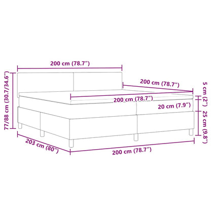 Boxspring Bed En Wit 203 X 200 X 88 Cm Katoenen Stof 200 x 200 cm Crème Laag hoofdbord