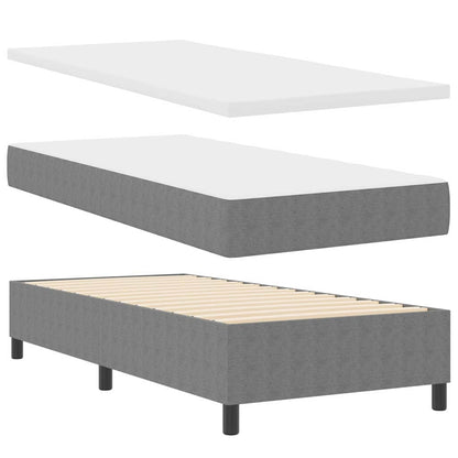 Boxspringbed Lichtgrijs en wit. 90 x 190 cm Katoen Stof