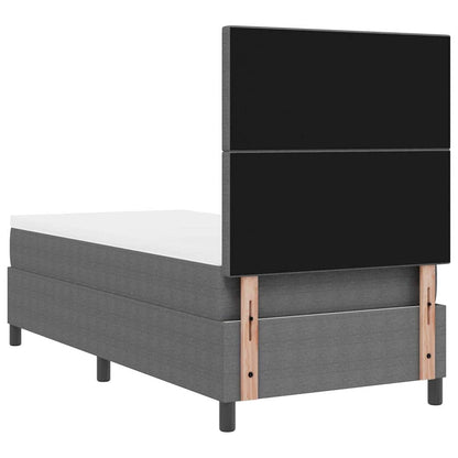 Boxspringbed Lichtgrijs en wit. 90 x 190 cm Katoen Stof
