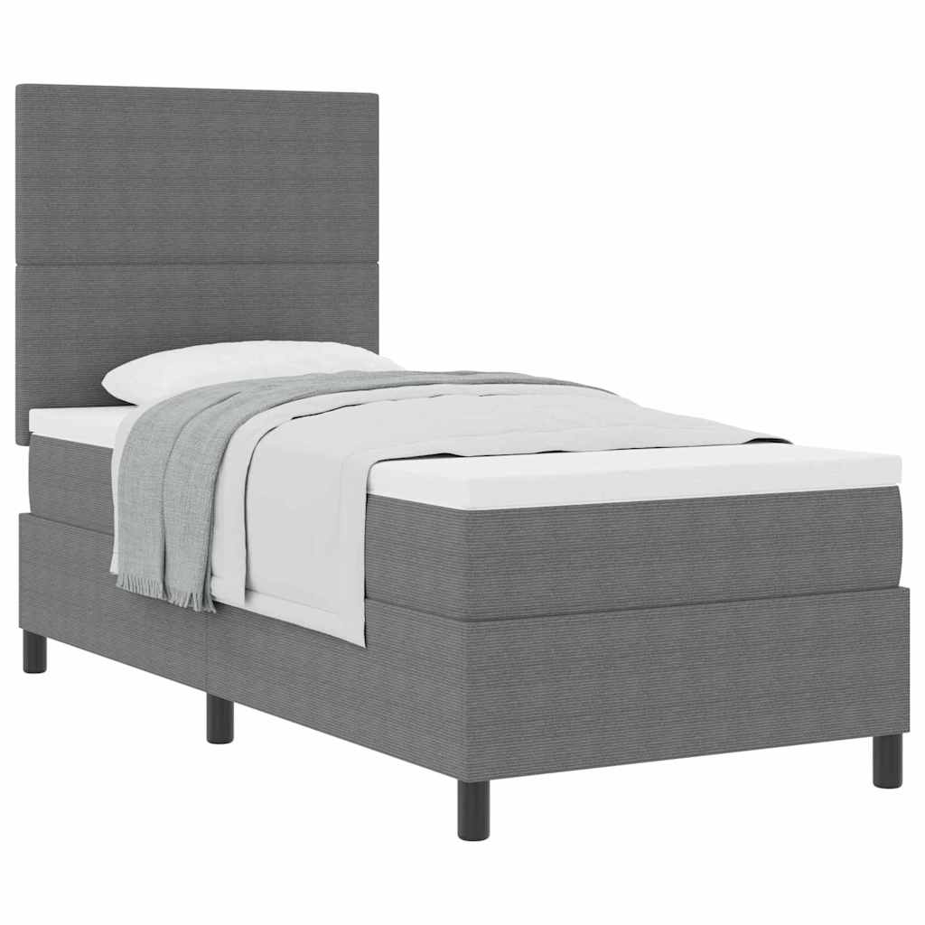 Boxspringbed Lichtgrijs en wit. 90 x 190 cm Katoen Stof