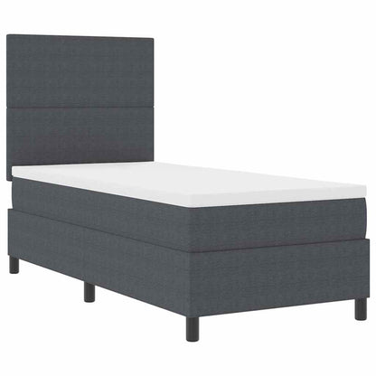 Boxspringbed Donkergrijs en Wit 90 x 190 cm Katoen Stof