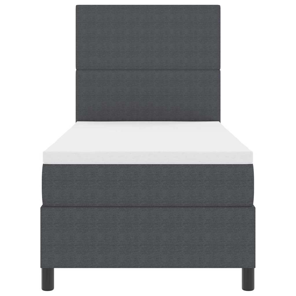 Boxspringbed Donkergrijs en Wit 90 x 190 cm Katoen Stof