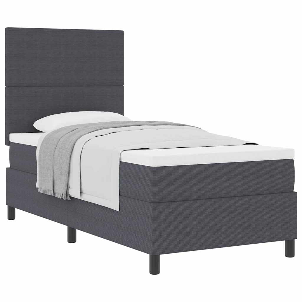 Boxspringbed Donkergrijs en Wit 90 x 190 cm Katoen Stof