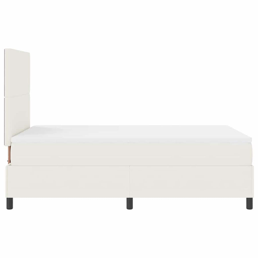 Boxspring Bed En Wit 193 X 120 X 128 Cm Katoenen Stof 120 x 190 cm Crème Hoog hoofdeinde