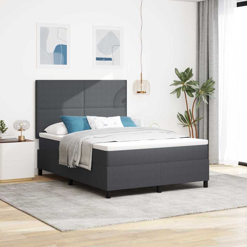 Boxspringbed Donkergrijs en Wit 140 x 200 cm Katoen Stof
