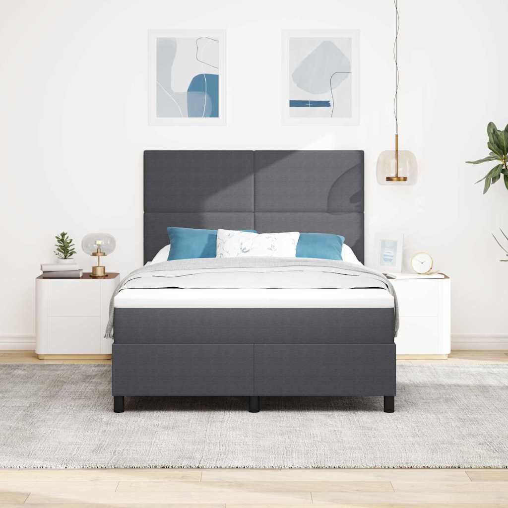 Boxspringbed Donkergrijs en Wit 140 x 200 cm Katoen Stof